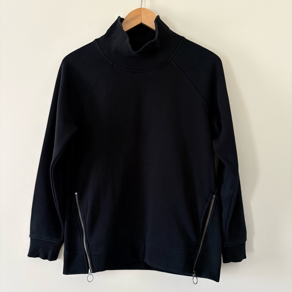 Athleta Cozy Karma Side Zip Sweatshirt Funnel Neck Pullover Black Size Small - Picture 4 of 13